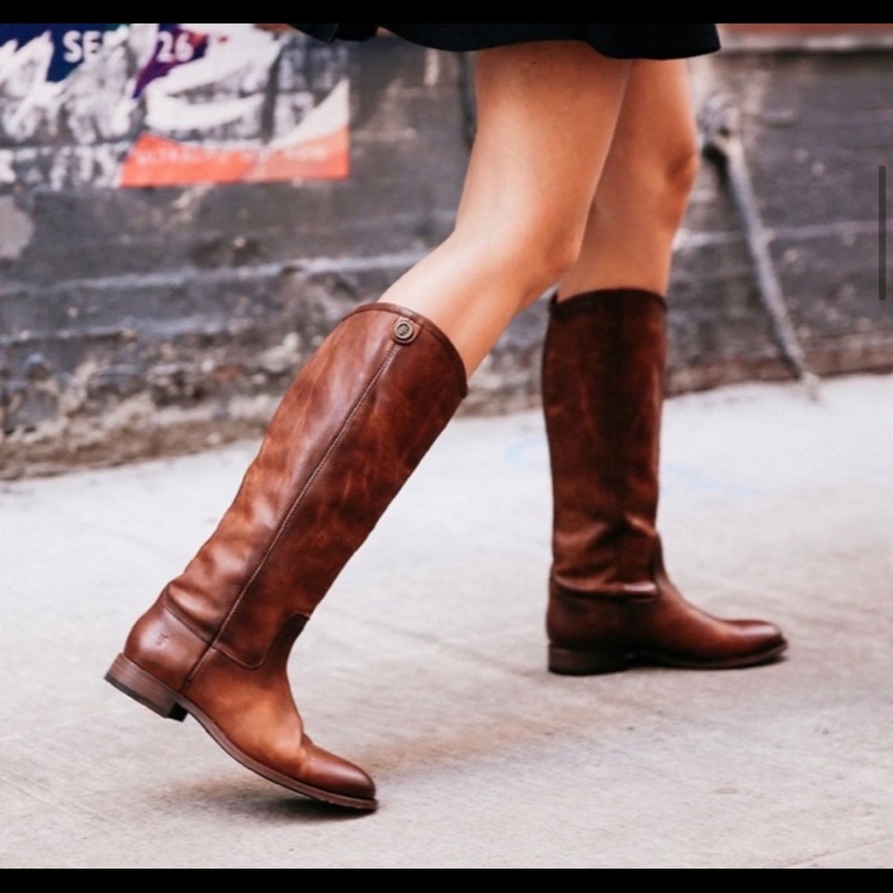 FRYE Leather Melissa Button 2 Cognac Size 7.5